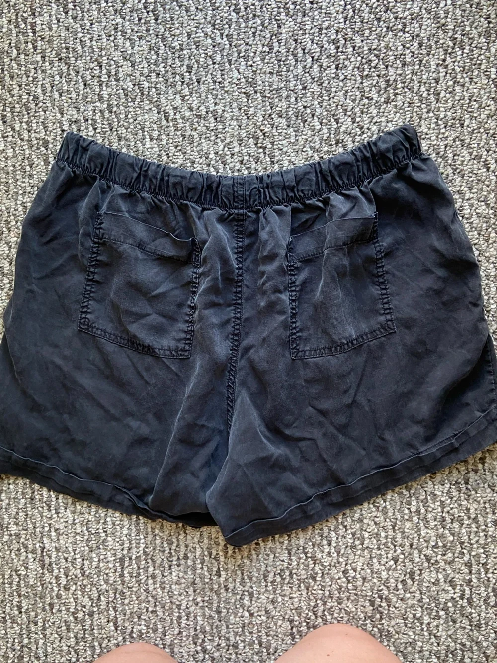 Workshop Republic Tencel Drawstring Shorts With Pockets Black Cuffed